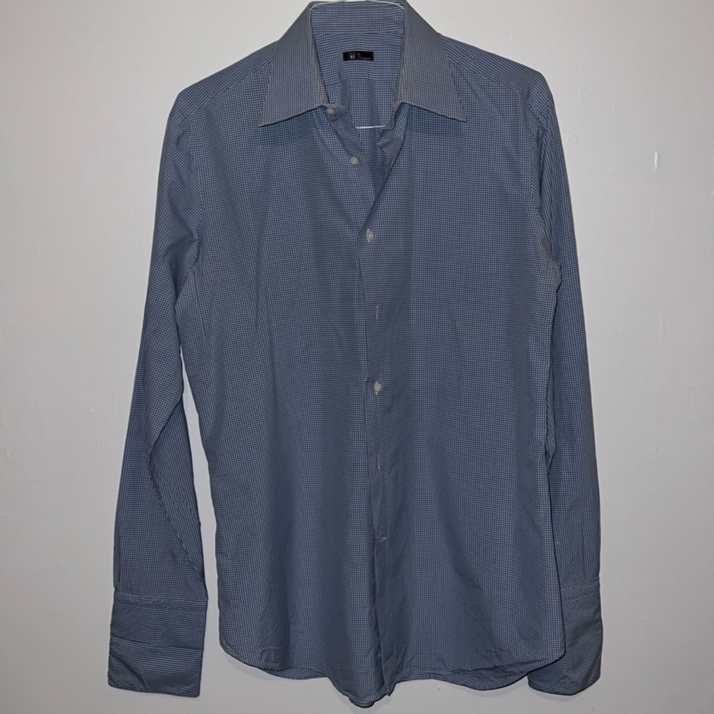 By kashami blue and white stripe button down shirt - needs cuff links